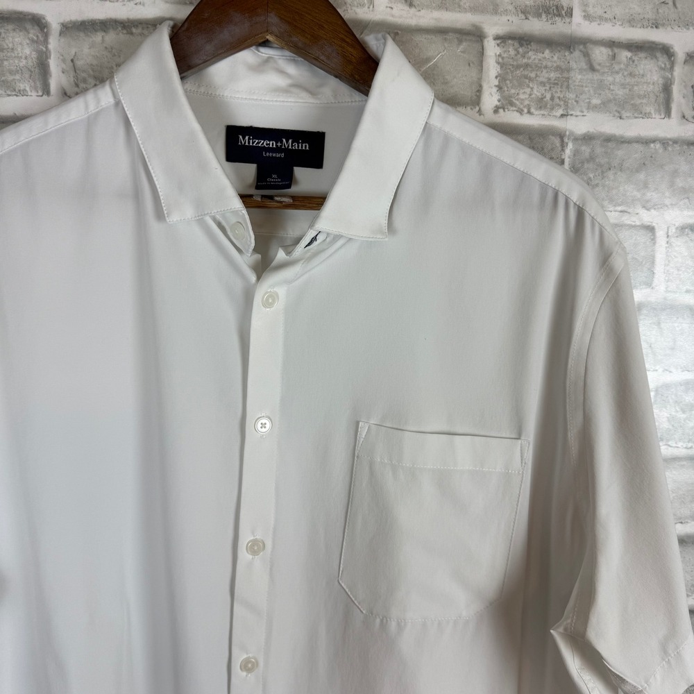 Mizzen+Main Leeward Mens XL Classic White Short Sleeve Performance Button Down